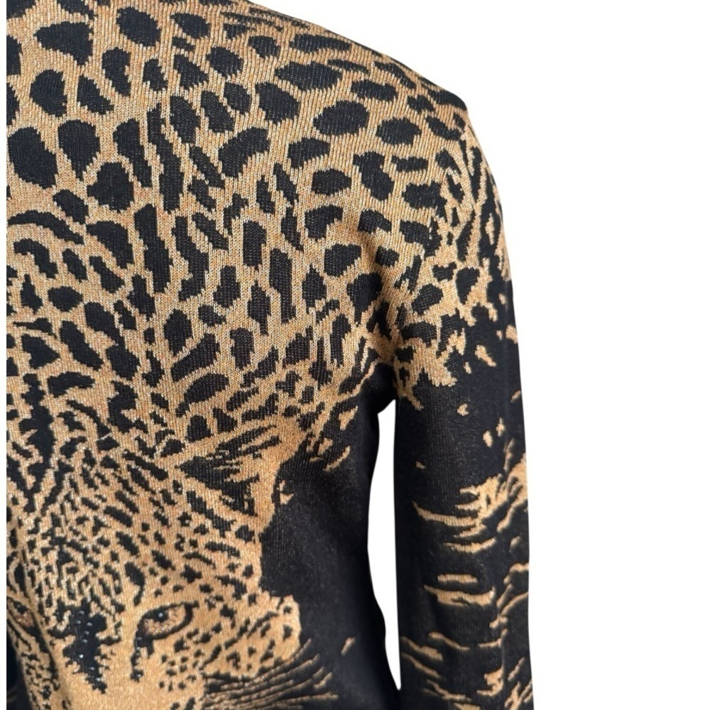 Vintage Escada Leopard Twin Set | Amber Rhinestone Sparkle Shell + Cardigan - Picture 9 of 14